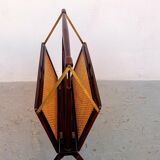 Cesare Lacca folding mahogany cane brass magazine rack 1960