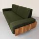 Vintage 3-seater sofa, green, solid wood, 70s/80s design