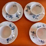 Set of 4 cups and 4 saucers limoges porcelain bernardaud