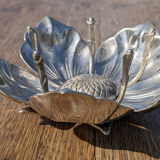 Silver metal flower ashtray