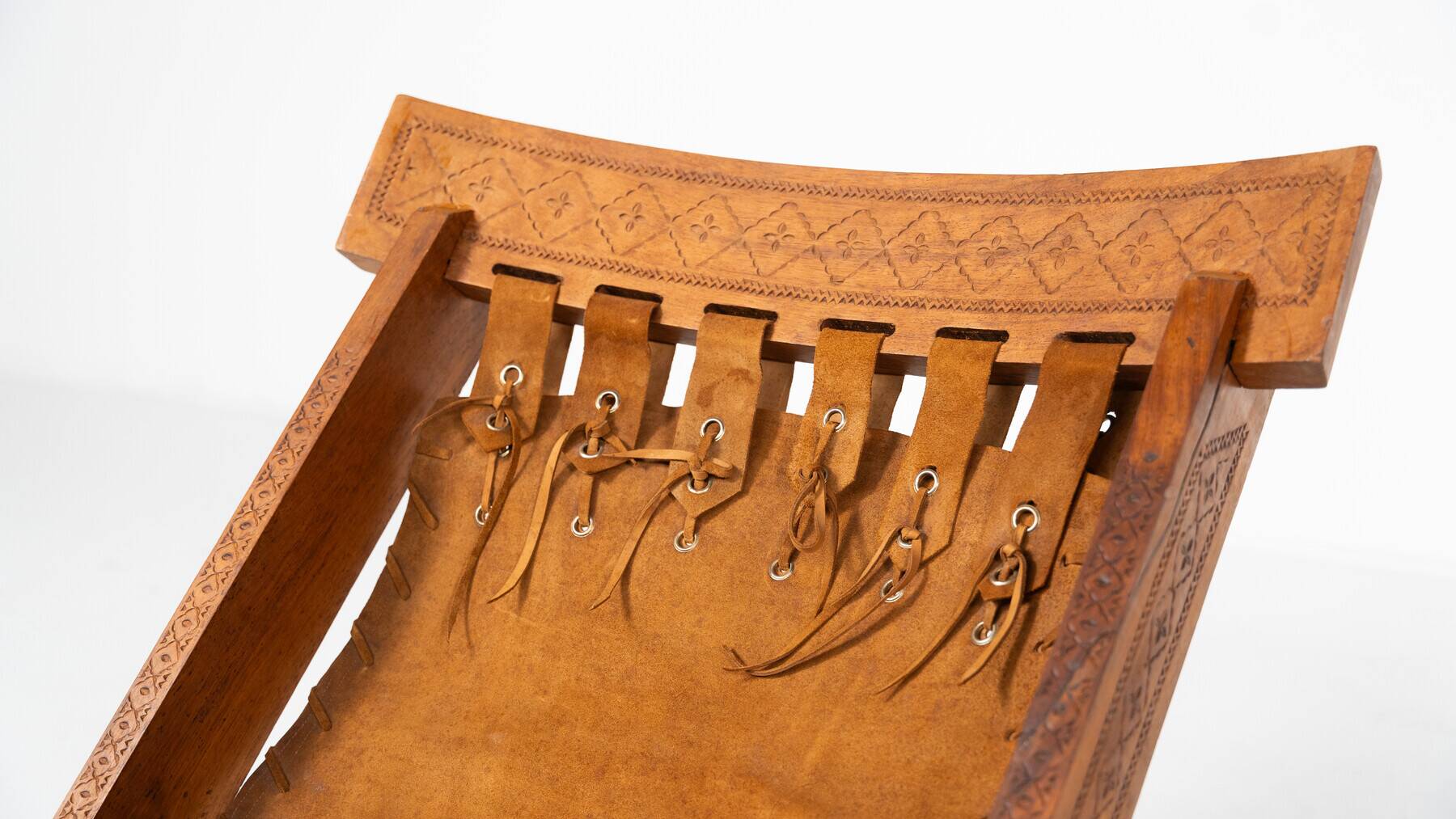 Pair of Folding Chair, Wood and Leather, Brazilian style