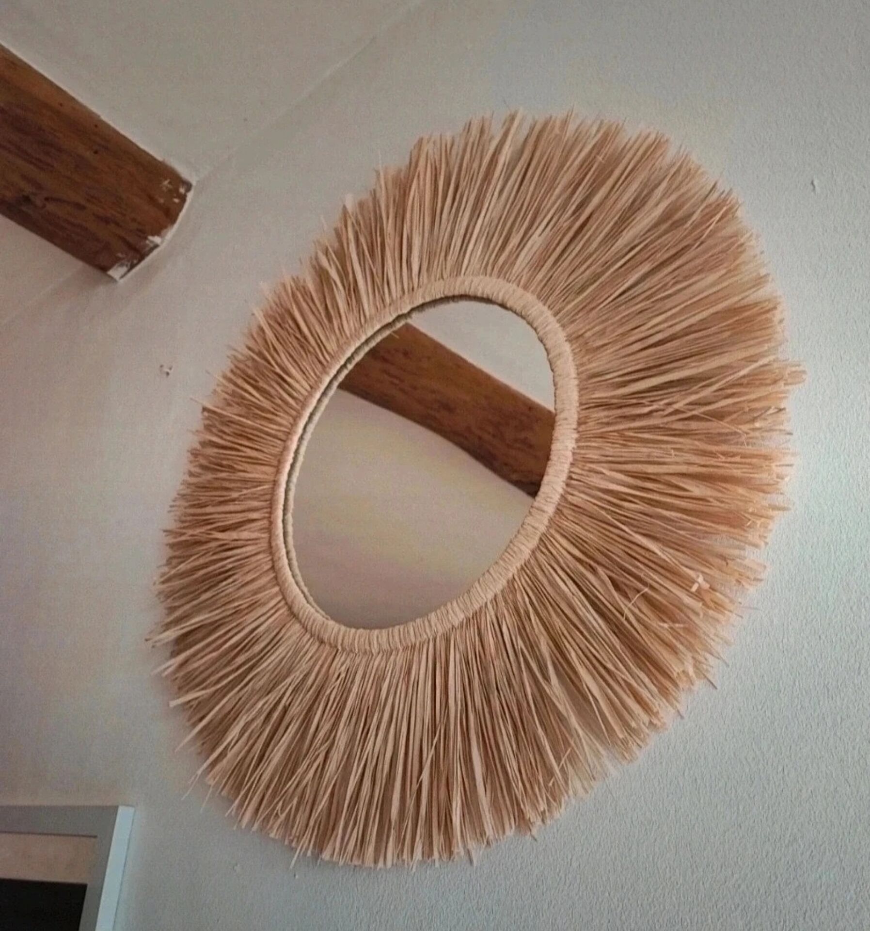 Miroir raphia fait main, création artisanale
