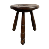 Turned wooden tripod stool