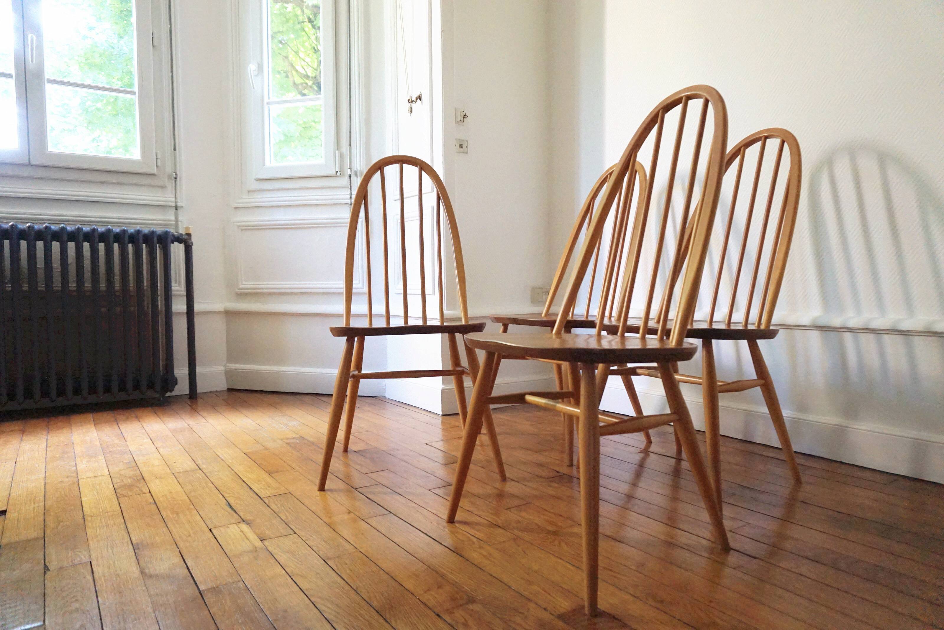 4 Ercol chairs natural wood