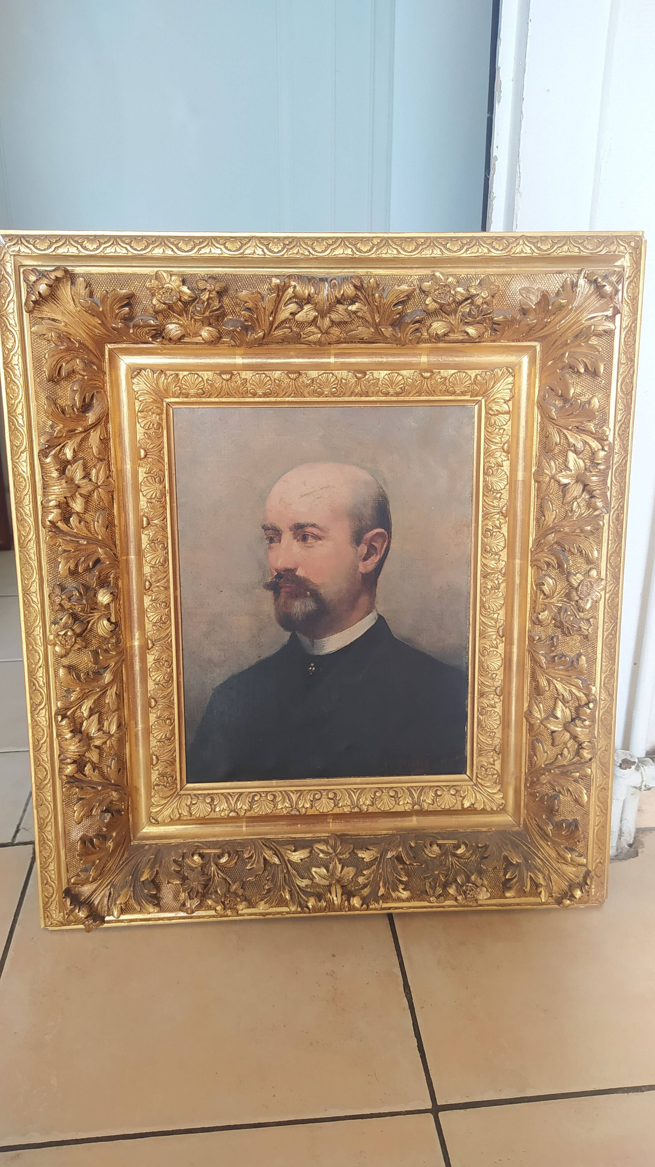 Portrait d’homme XIXe – A. Bellet, 1882 – Huile sur toile et superbe cadre