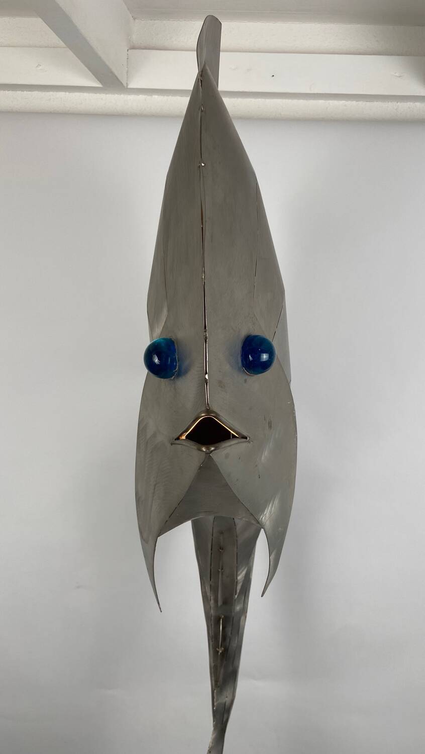 Fish in stainless steel Lighting object from Reinhard Stube