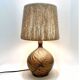 Vintage stoneware lamp by Alain Blanchard, 1970s, fern, rope shade