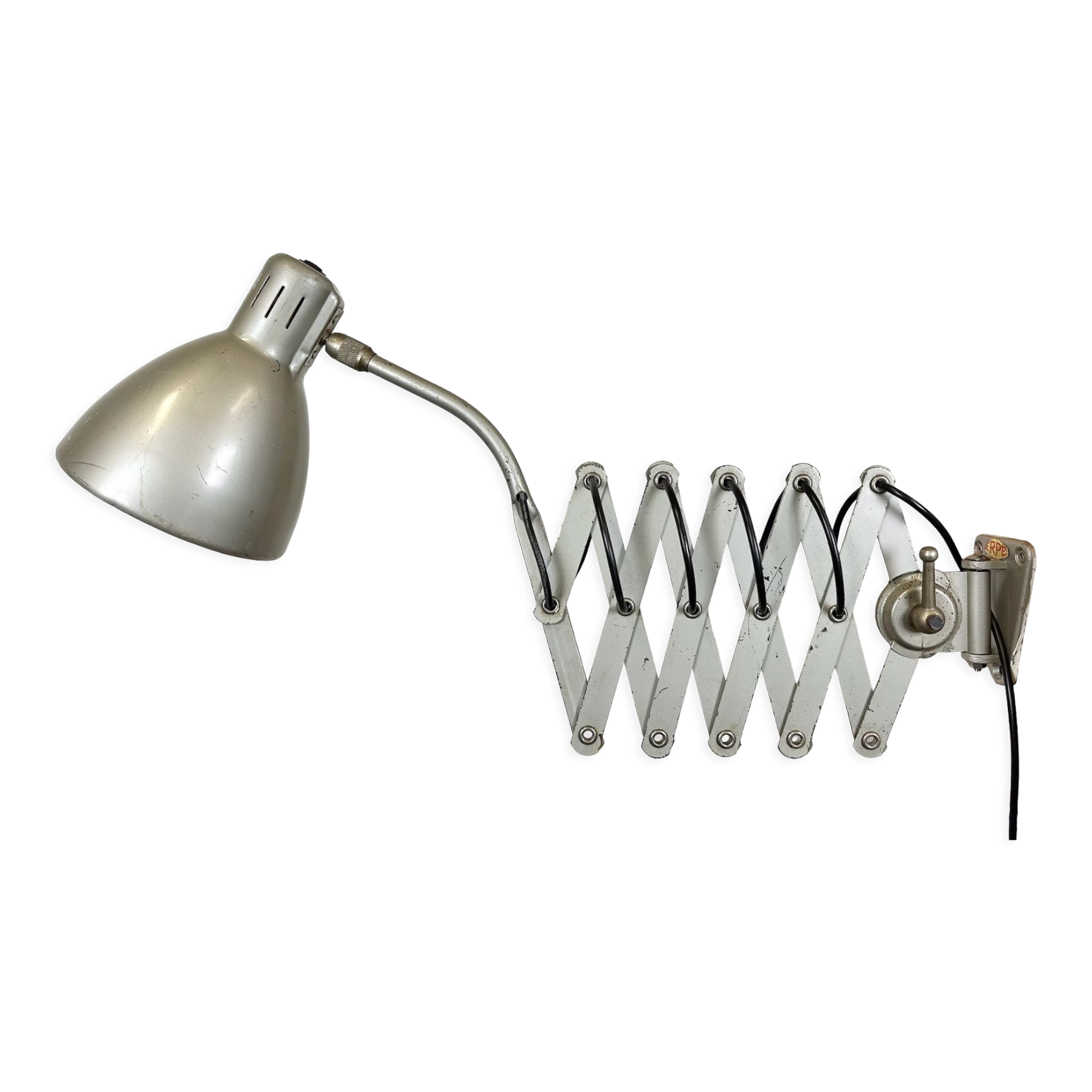 Grey industrial scissor wall lamp from erpe, 1960s