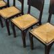 Suite of 6 chairs brutalist style straw and solid oak