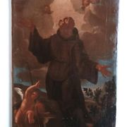 Old Oil Painting on Canvas, Baroque Period, Depicting a Franciscan Saint