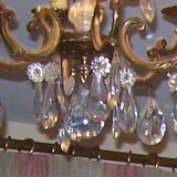 Lustre italien bronze a pampilles cristal 6 branches