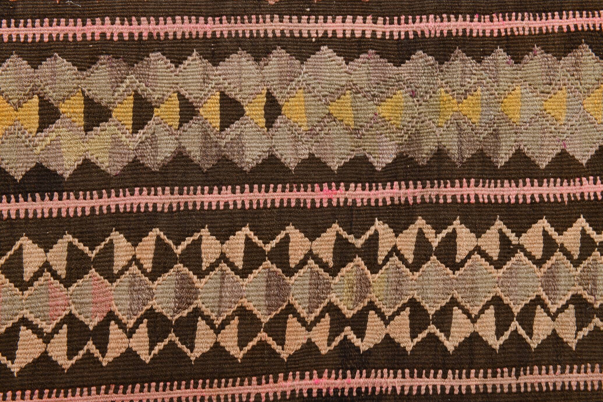3x10 Pink & Brown Tribal Kilim Runner Rug, 88x313Cm
