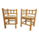 Dutch Modernist Art Deco Style Corner Chair in Oak and Rush, 1950s, Set of 2