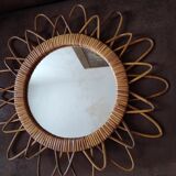 Vintage rattan sun mirror 46cm
