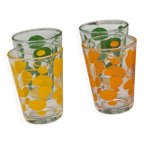 Set of vintage orange and green glasses