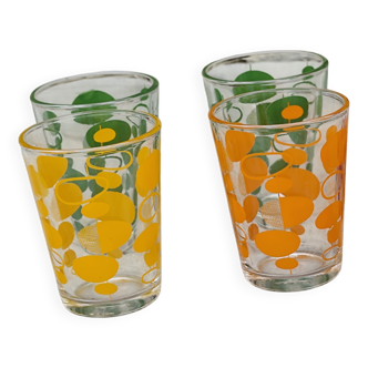 Set of vintage orange and green glasses