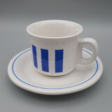Plates saucers cups vintage white blue line hotesse ceramic
