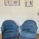 Pair of blue velvet toad armchairs from the 60s