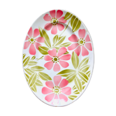 Dish digoin sarreguemines with pink and green ceramic flowers - old-retro -kitchen