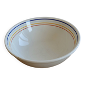 Vintage porcelain salad bowl with multicoloured borders.