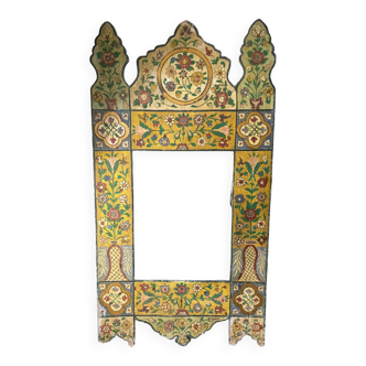 Cadre ancien peint en bois avec motifs de fleurs 88 cm x 47 cm