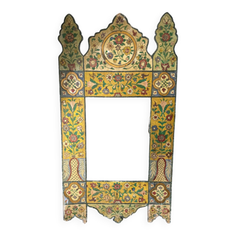 Antique wooden painted frame with flower motifs   88 cm x 47 cm