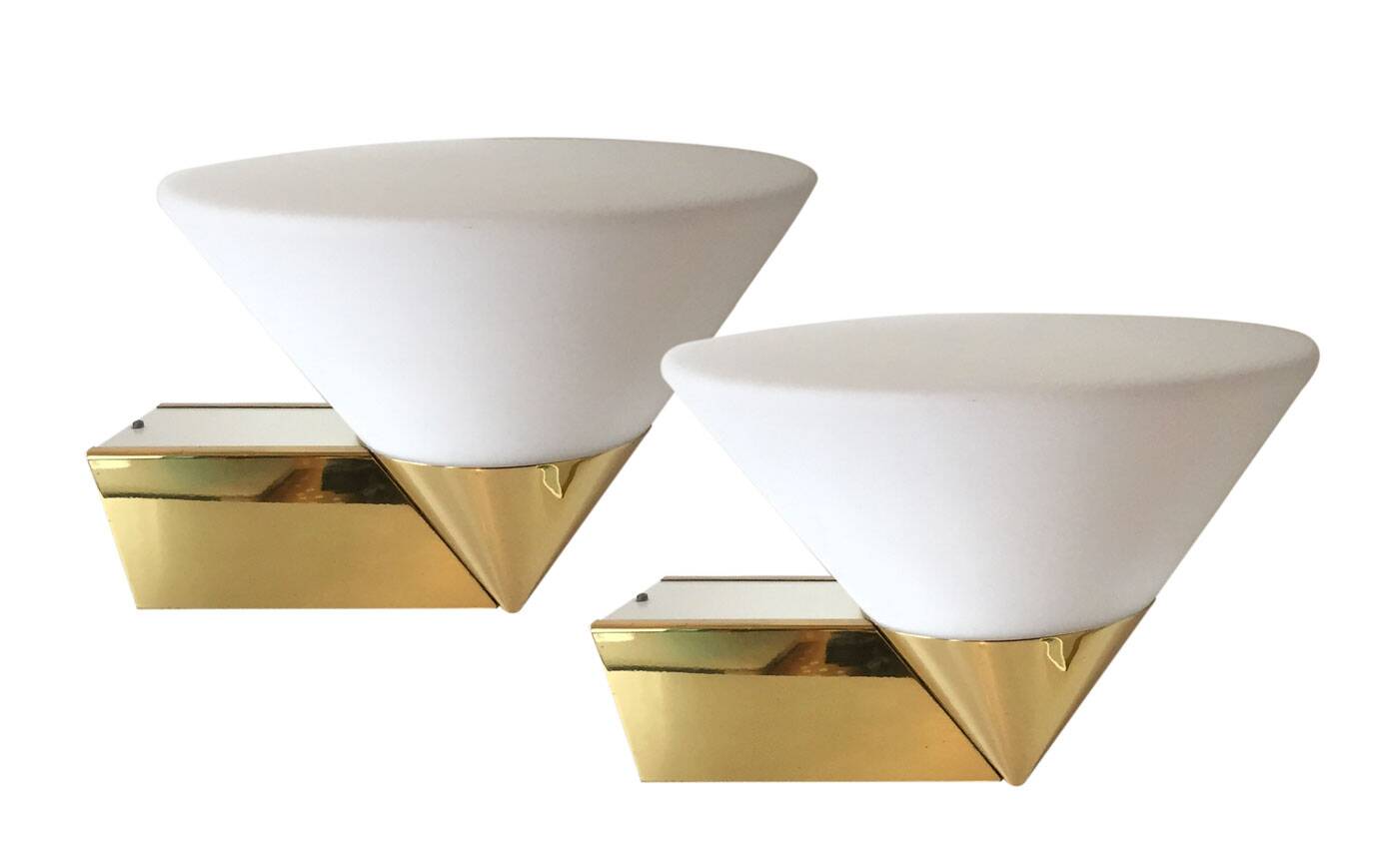 Brass and opaline wall lamp Limburg Germany 1970