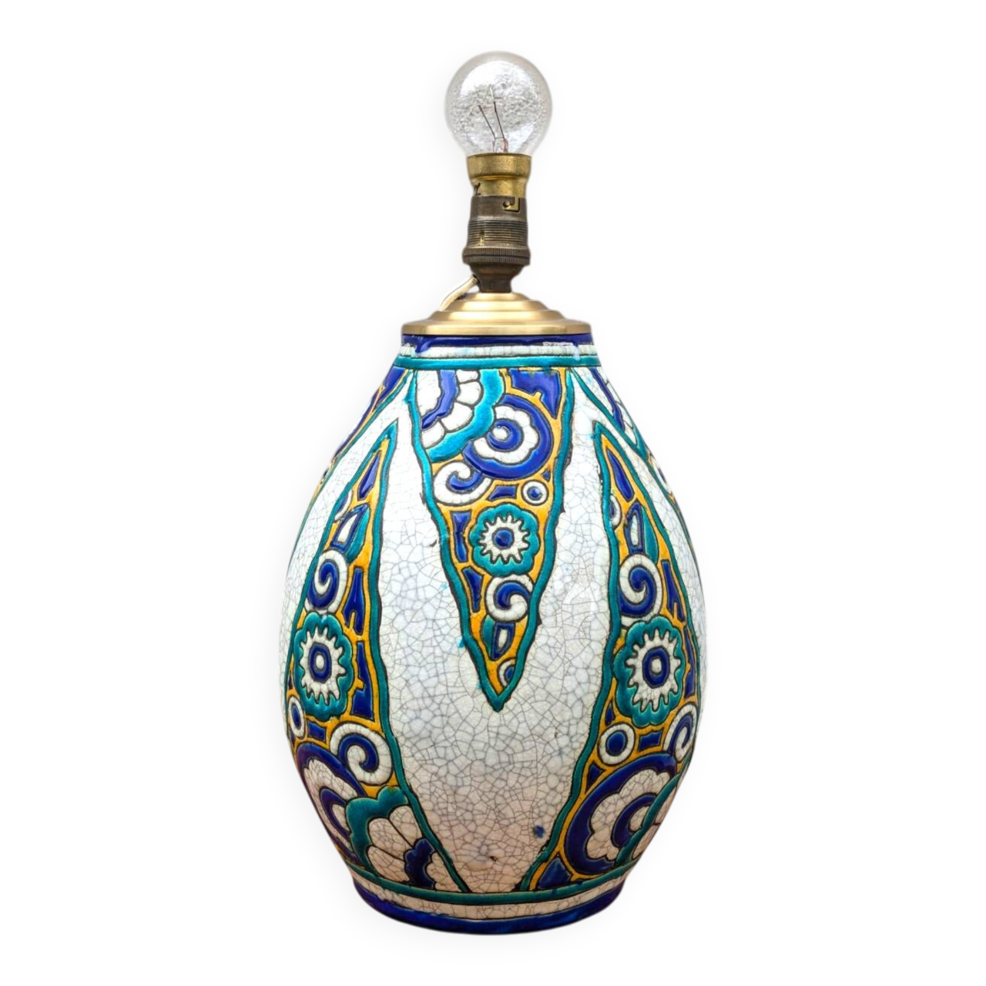Charles Catteau vase lamp, Boch La Louvière, art deco ceramic