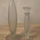 Duo of vintage soliflore vases in frosted glass