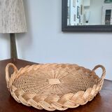 Large round woven wicker tray – Vintage craftsmanship