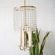 Chandelier antique four flames with glass beads, brass, boho lamp