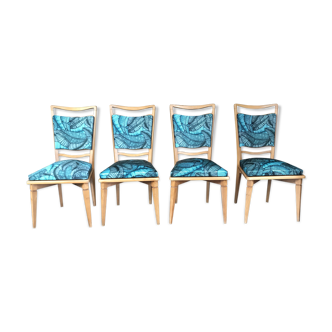 4 chaises à decors de feuilles de palmier 1950