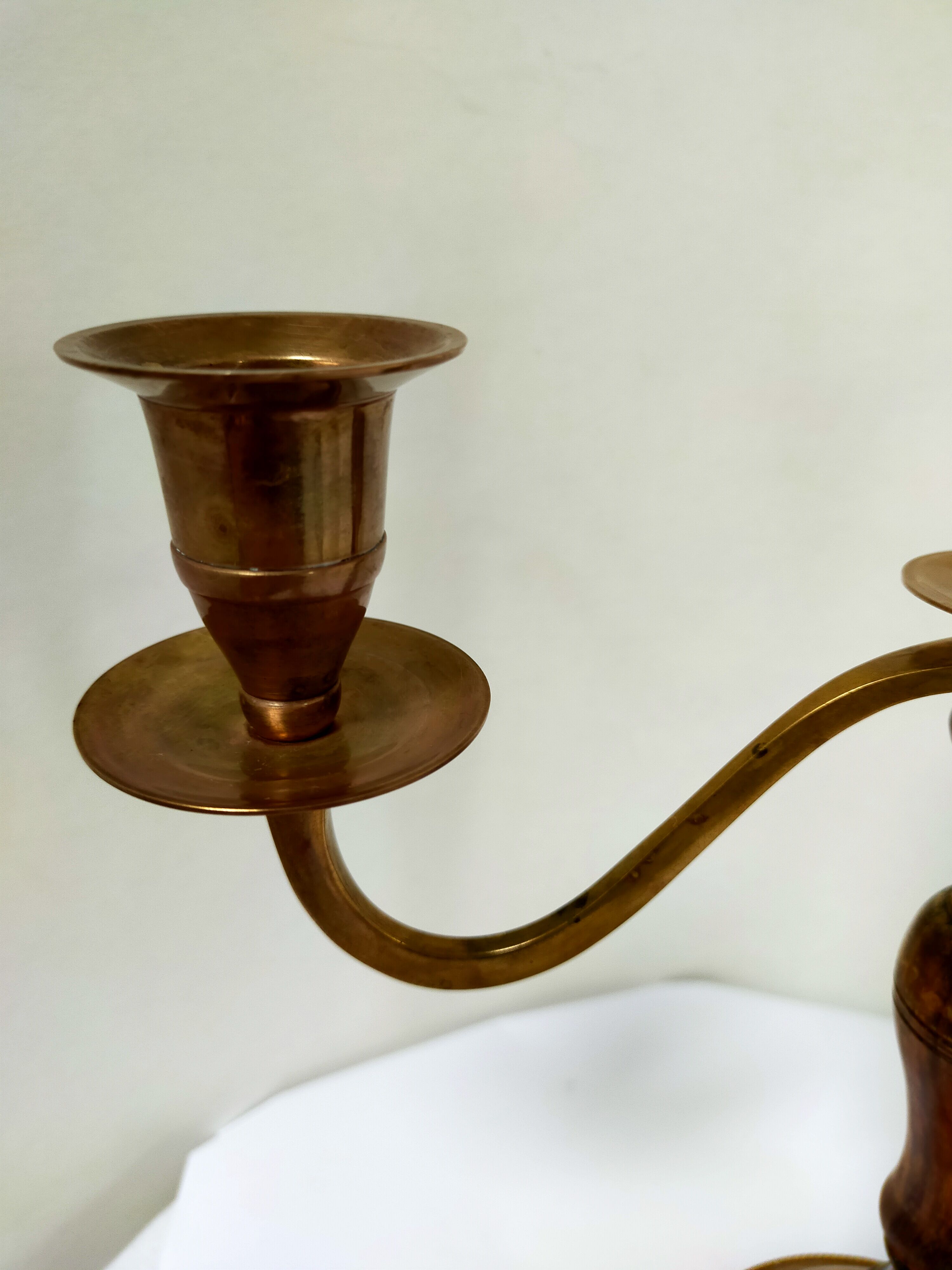 Wooden and brass chandelier