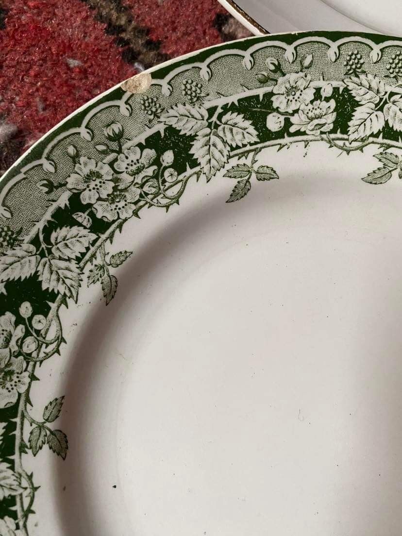 6 flat plates old floral assorted