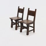 Ensemble de 2 chaises en chêne sculpté à la main espagnol du 19ème siècle