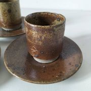 Trio de tasses et soucoupes en grès pyrité - Charles Gaudry, Puisaye