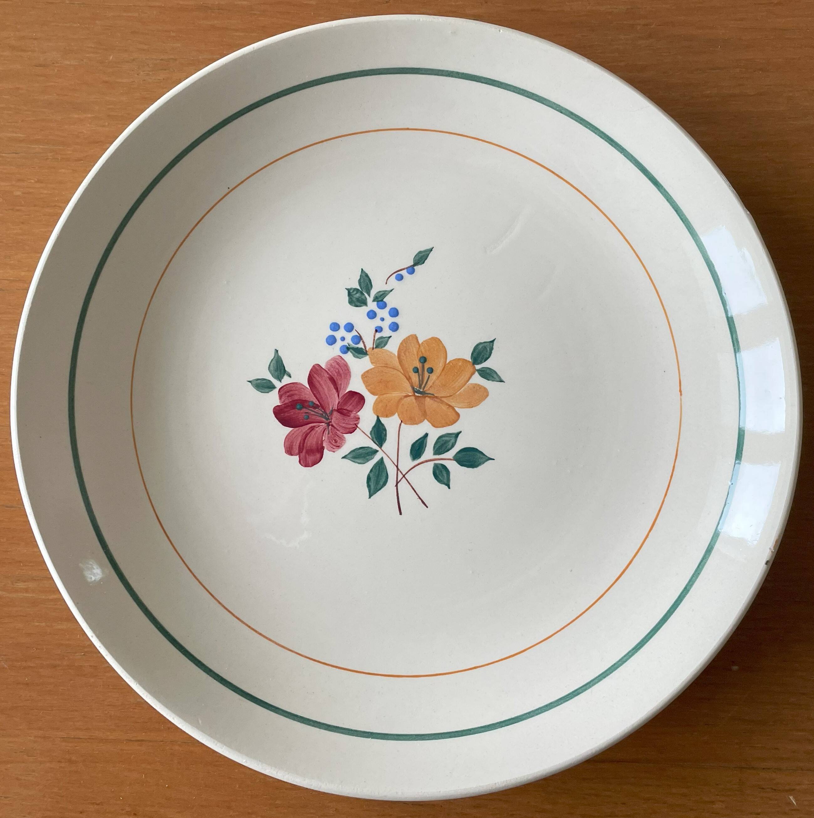 6 old earthenware dessert plates from Saint-Amand (North)