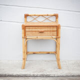 Rattan bedside table, wicker nightstand, end of sofa, interior decoration