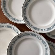 Set of 6 antique flat plates Moulin des Loups & Hamage model P
