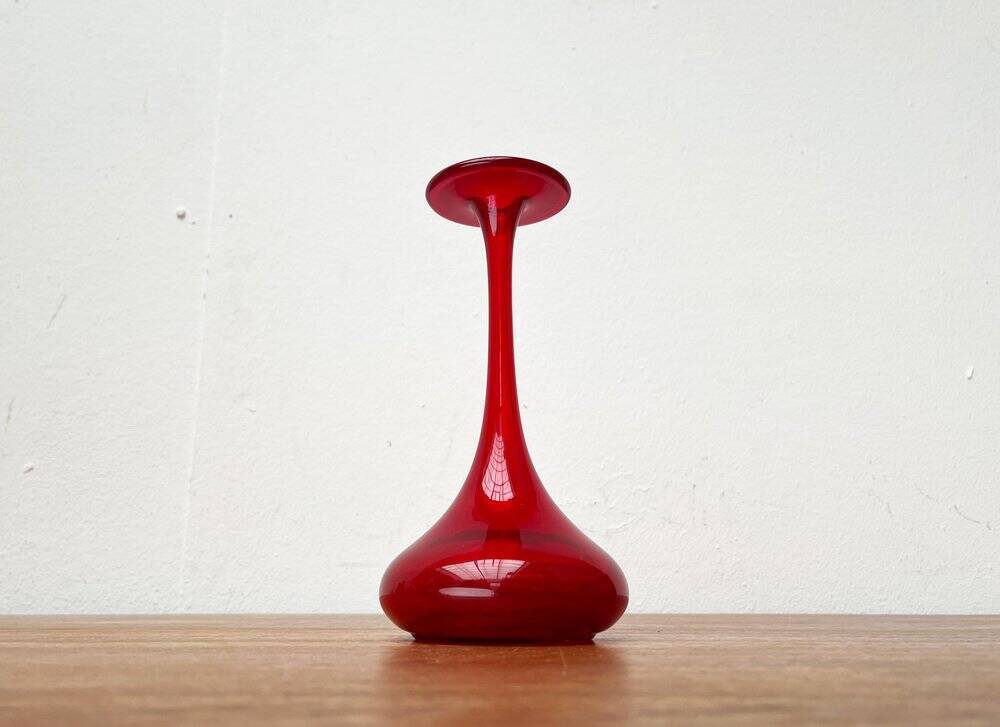 Vintage red glass solifleur vase by Cari Zalloni for WMF.
