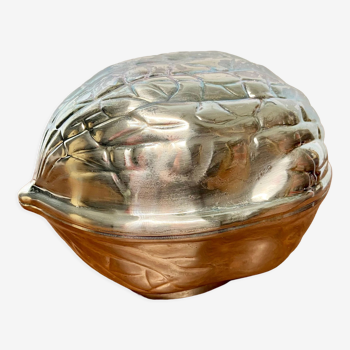 Silver metal walnut box