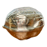 Silver metal walnut box