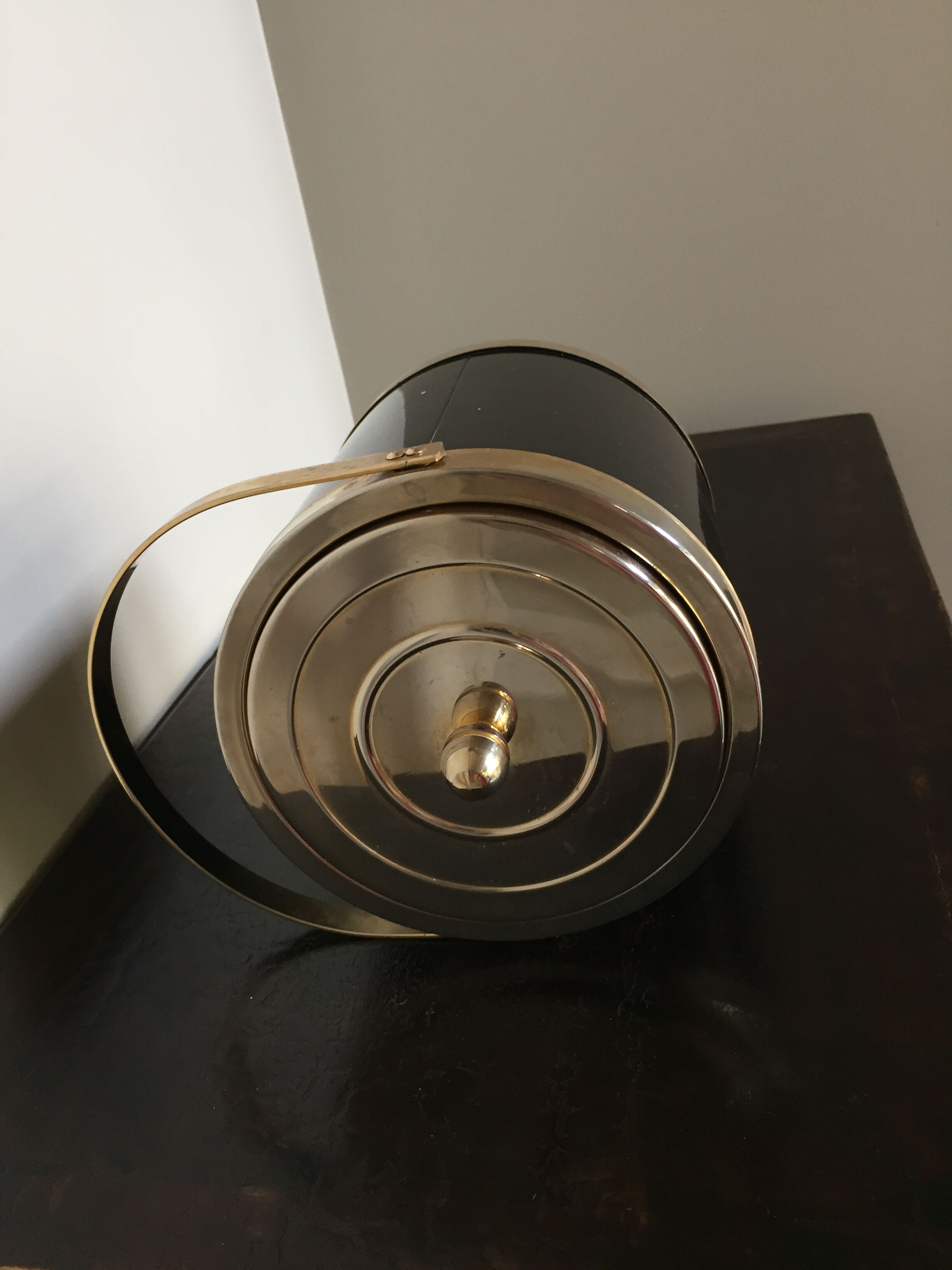 Vintage black and metal ice bucket