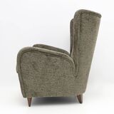 Paolo Buffa Mid-Century Modern Italian Walnut and Coating Boucle Armchair