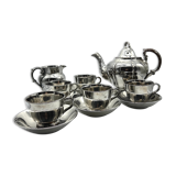 5 cups silver tea and teapot in English faience 19th century