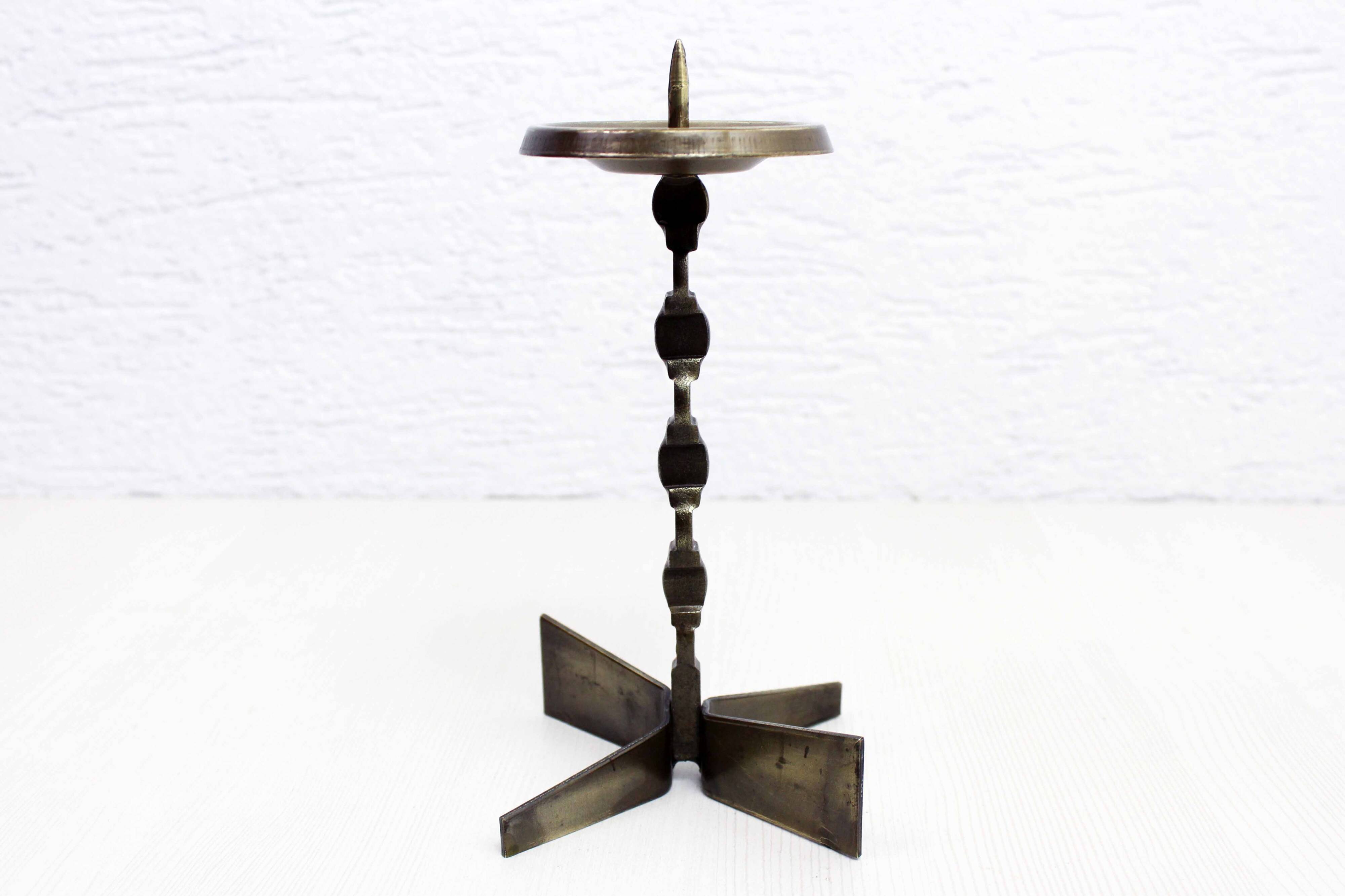 Brutalist bronze candle holder