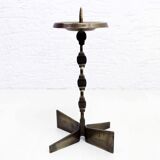 Brutalist bronze candle holder