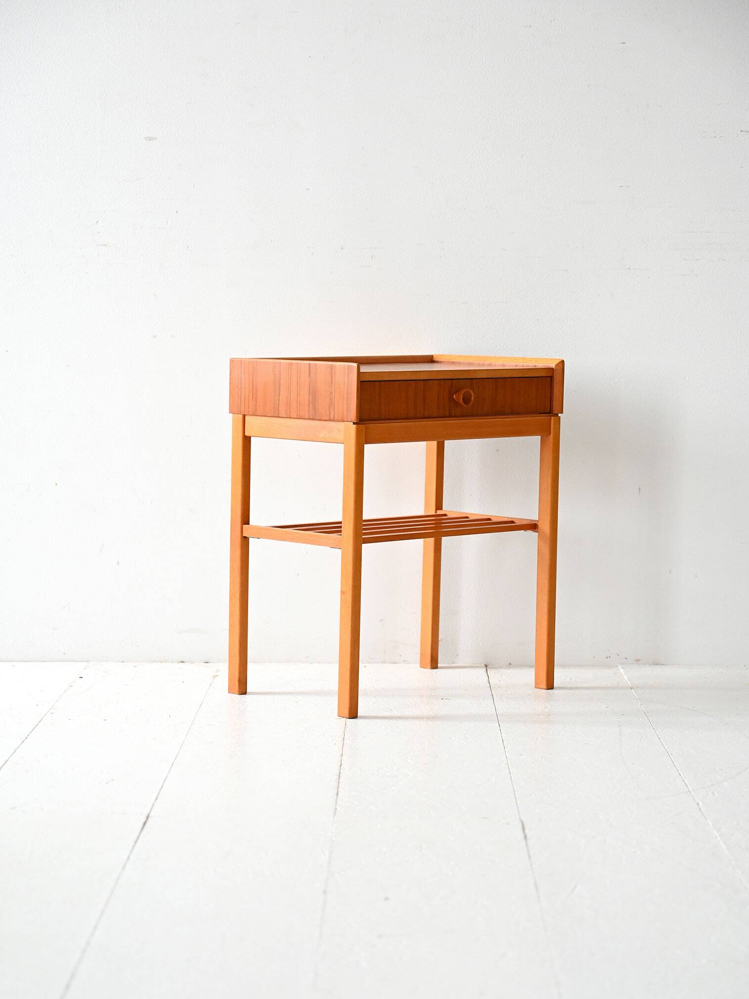 Scandinavian oak and teak nightstand, 1960s