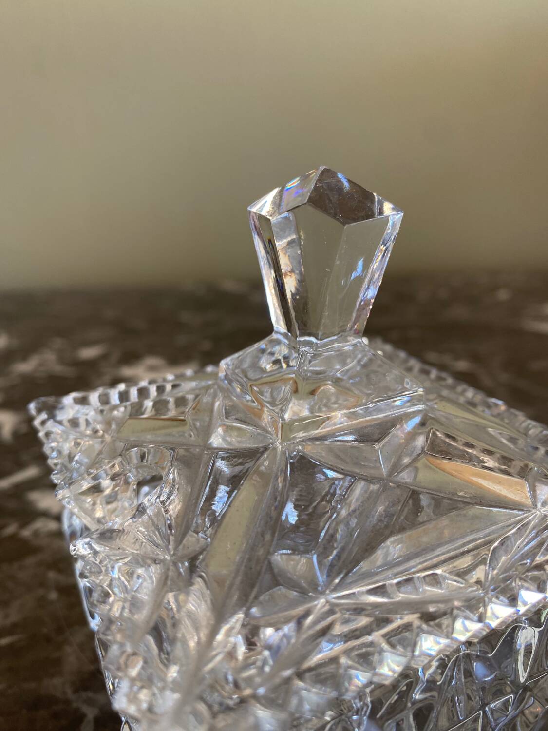 Chiseled glass sugar bowl