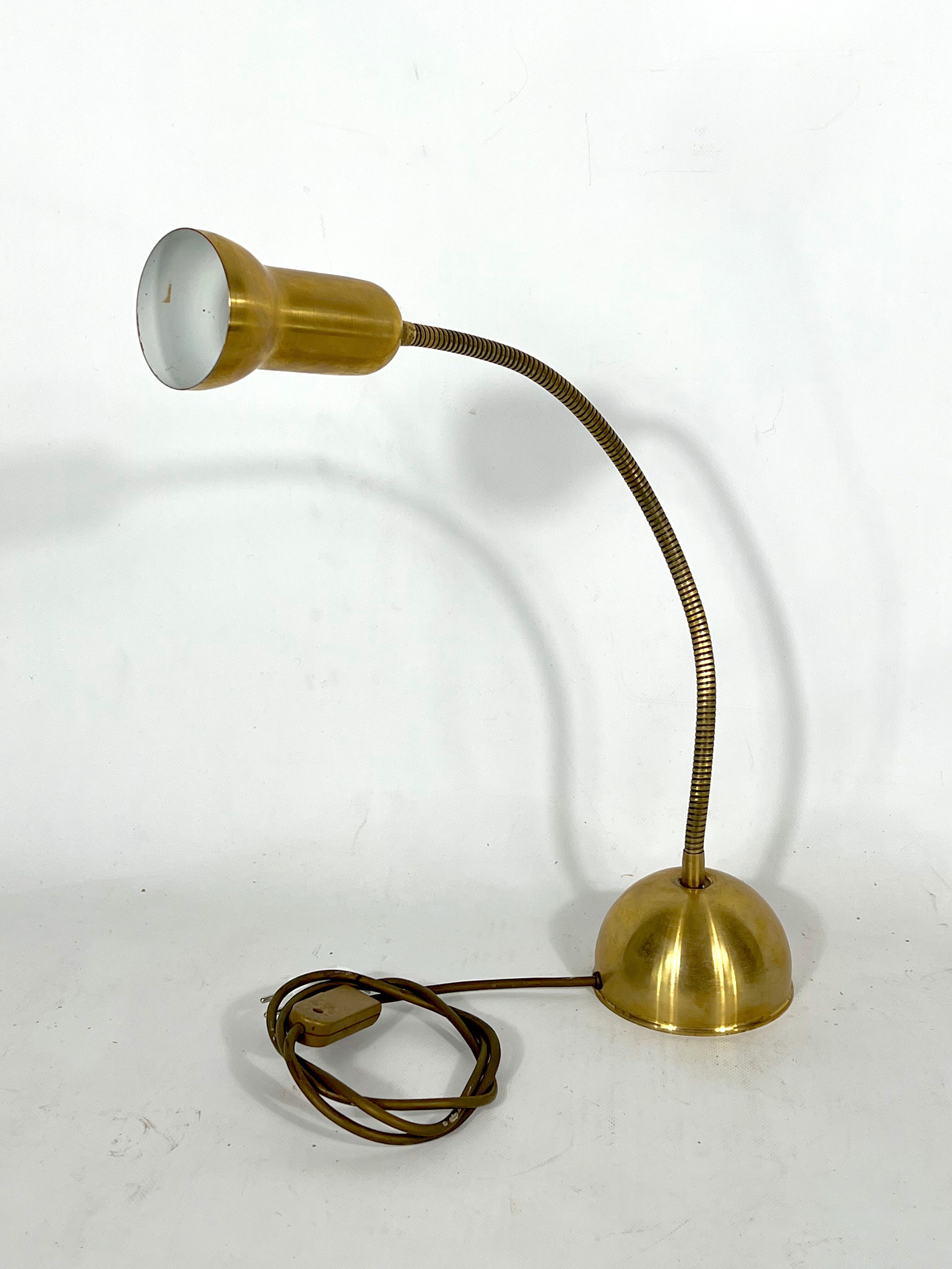 Vintage Italian adjustable brass table lamp from 60s